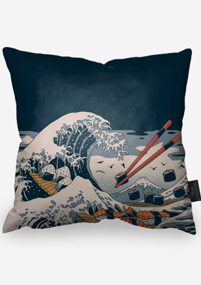 The Great Wave of Sushi Pillow